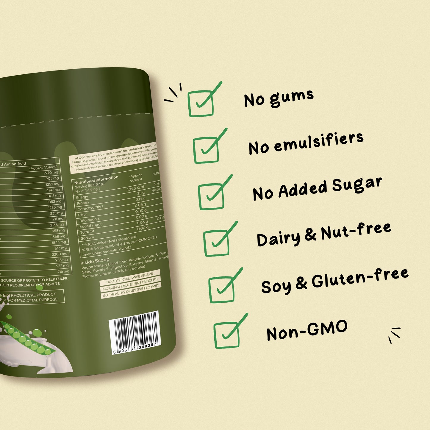 VEGAN PROTEIN POWDER (UNFLAVOURED)