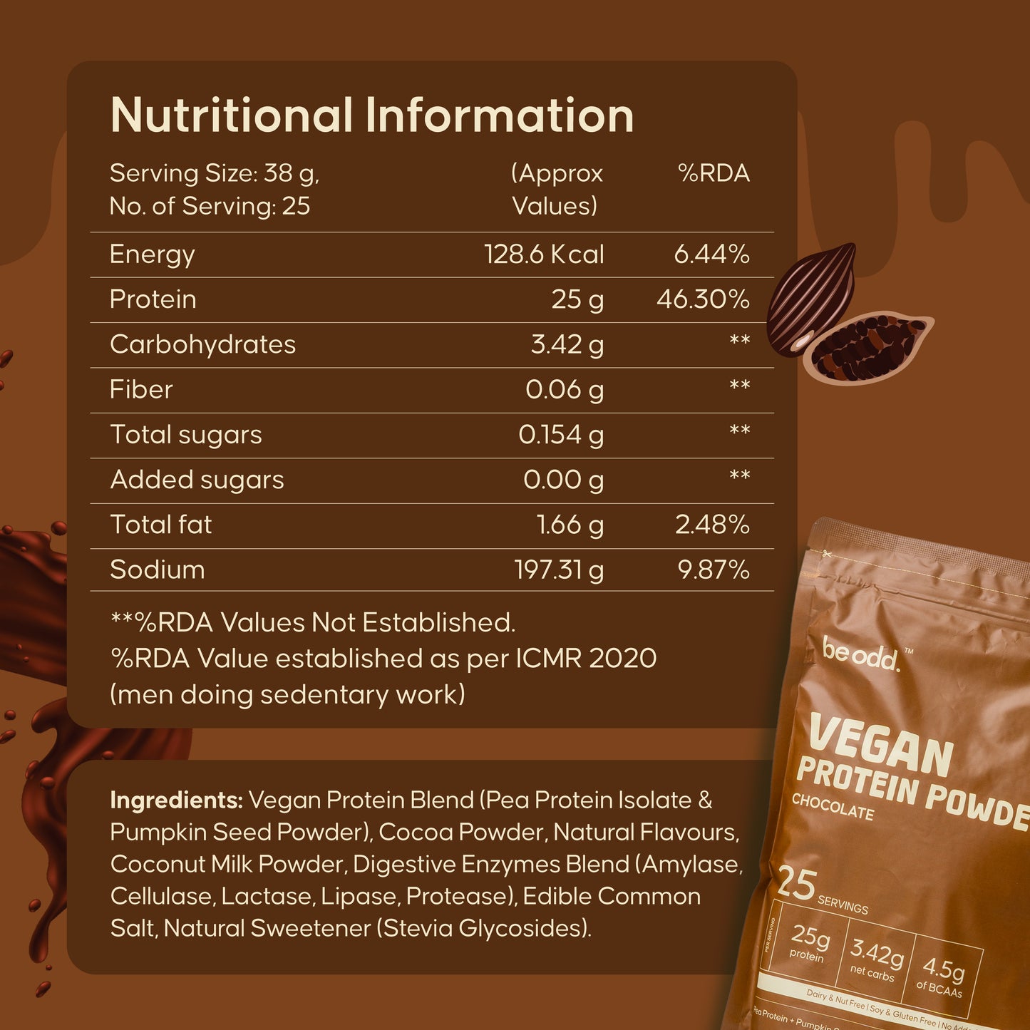 VEGAN PROTEIN POWDER (CHOCOLATE) - 1KG