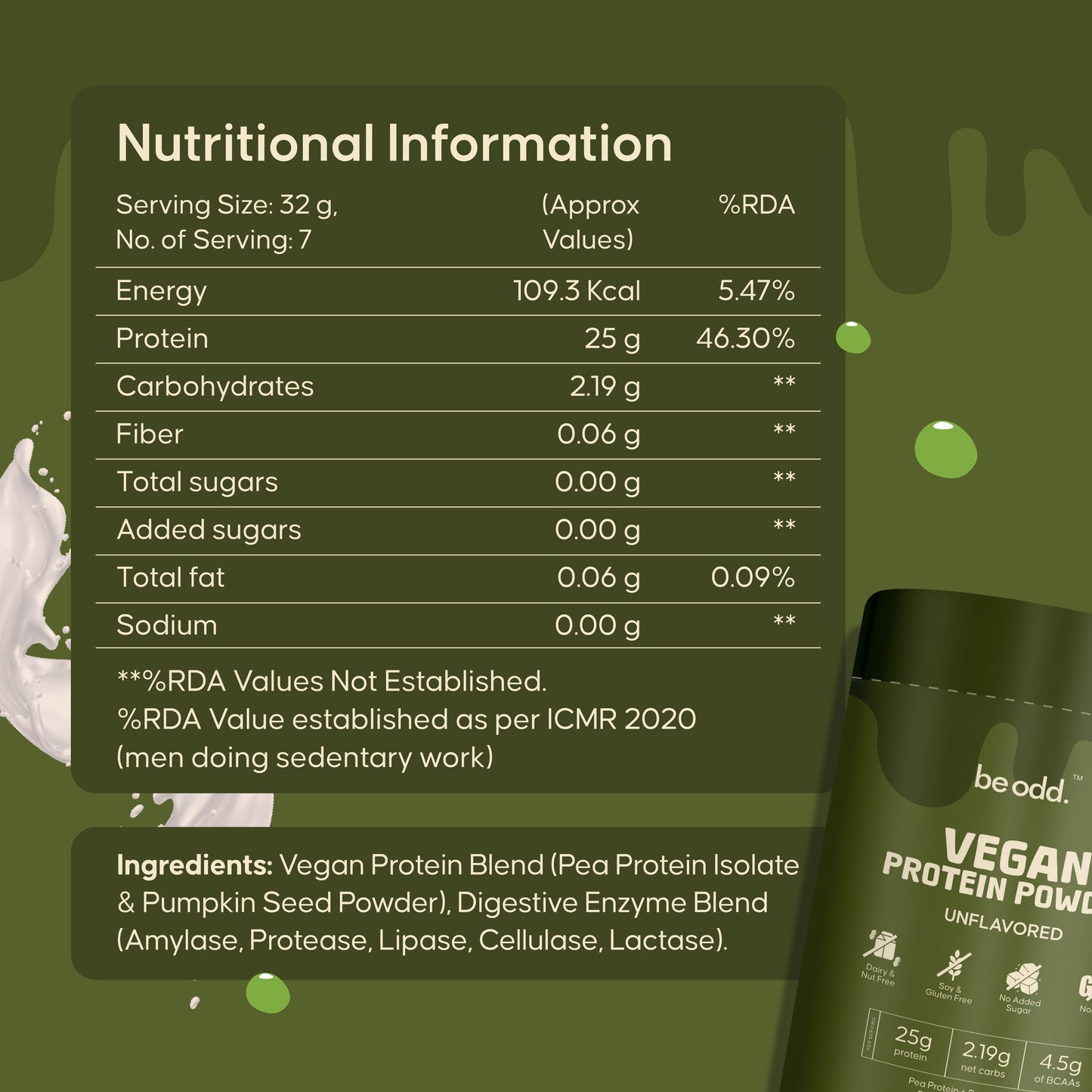 VEGAN PROTEIN POWDER (UNFLAVOURED)