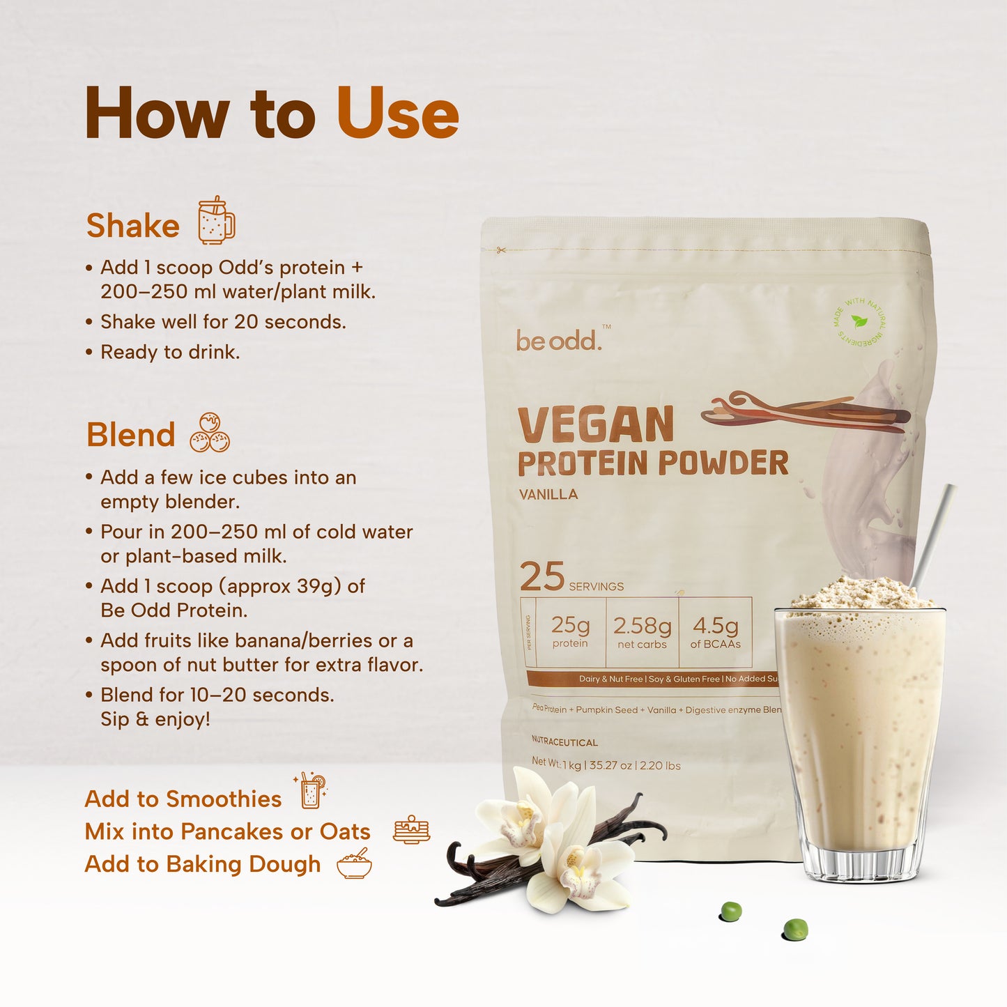 VEGAN PROTEIN POWDER (VANILLA) - 1KG BUY 1 GET 1 FREE