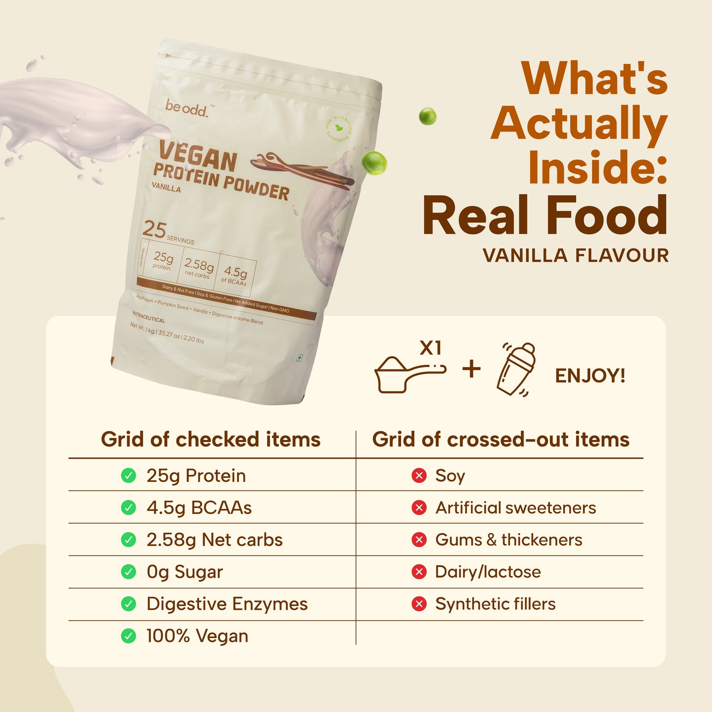 VEGAN PROTEIN POWDER (VANILLA) - 1KG BUY 1 GET 1 FREE