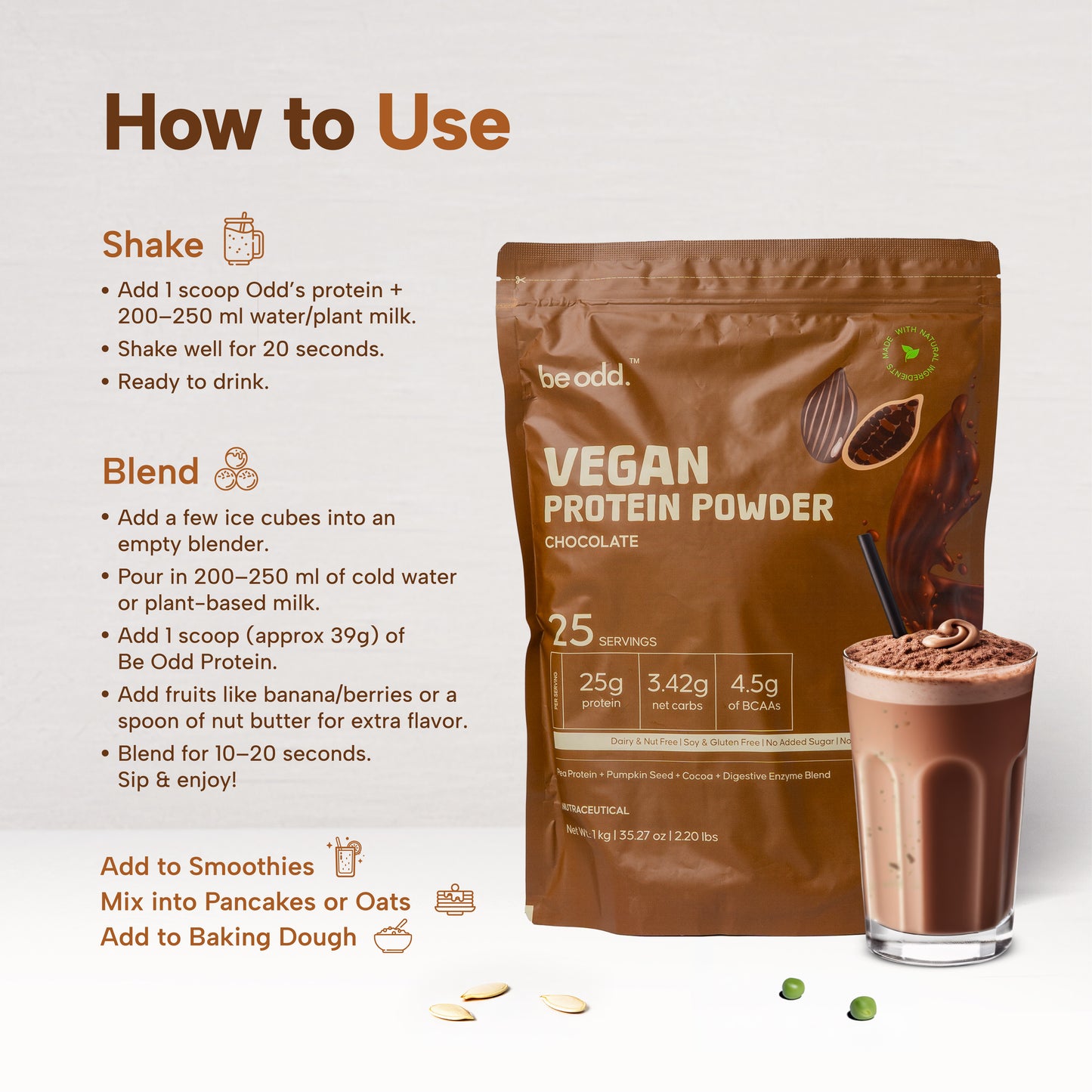 VEGAN PROTEIN POWDER (CHOCOLATE) - 1KG