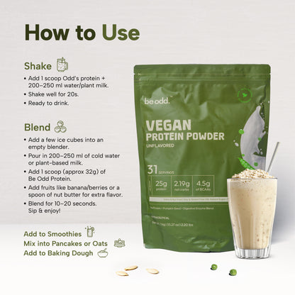 VEGAN PROTEIN POWDER (UNFLAVOURED) - 1KG