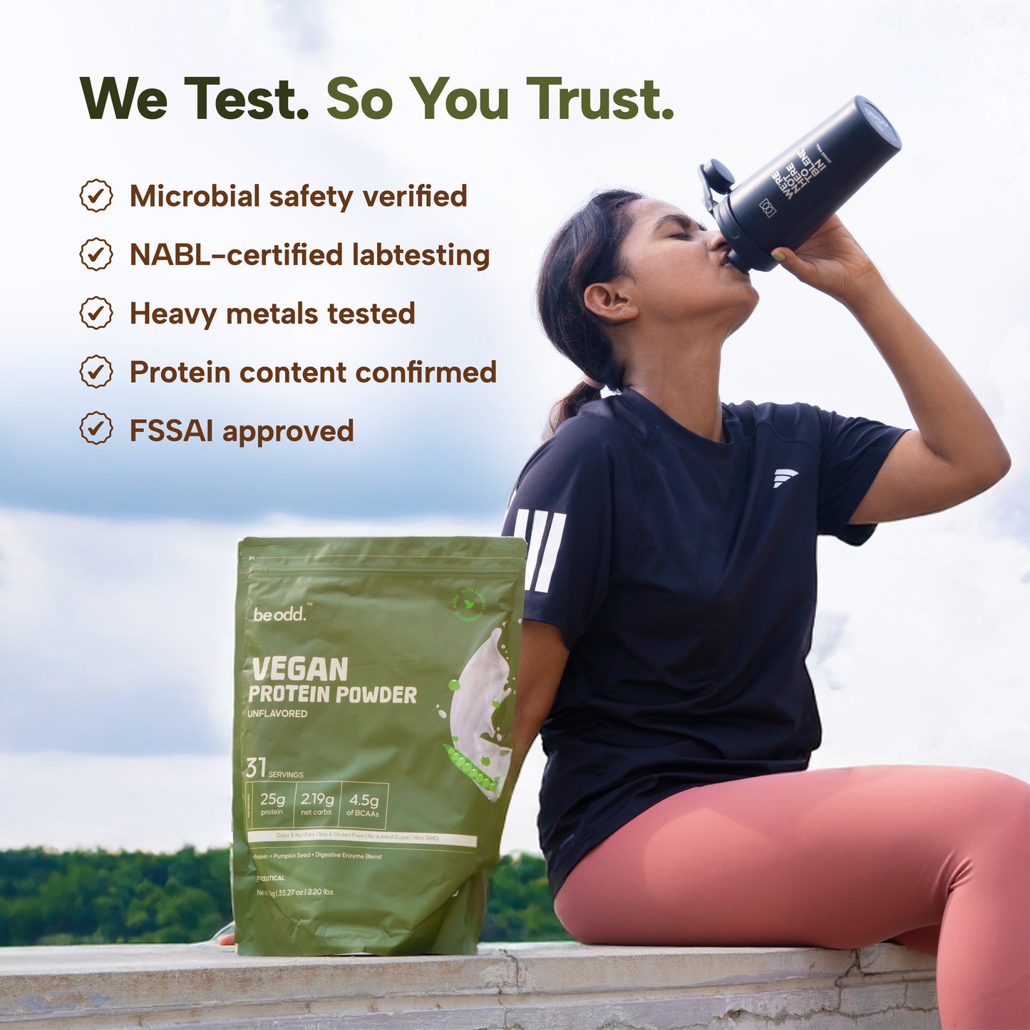 VEGAN PROTEIN POWDER (UNFLAVOURED) - 1KG
